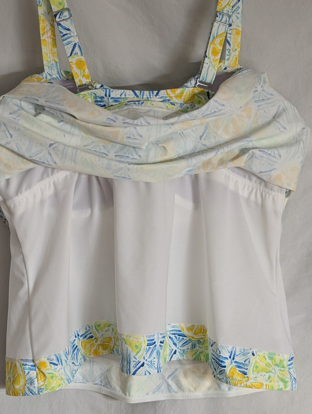 Lands End Tankini Yellow Blue Plus Size Padded Underwire Bra Size 20/22W New - Picture 7 of 14